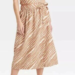 NWT Zebra Print Linen Wrap A-Line Skirt - A New Day 2X